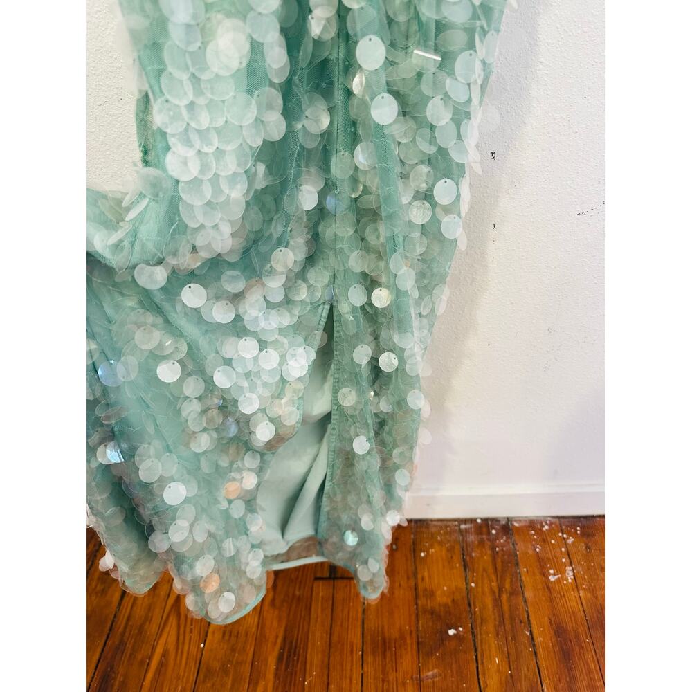 STAUD Seafoam Green Shimmering Sequined Strapless Casey Midi Gown size 2 - Picture 15 of 16